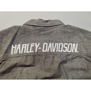 Harley Davidson Men's Chambray XL Slim Fit Cotton Dark Gray Biker Motorcycle